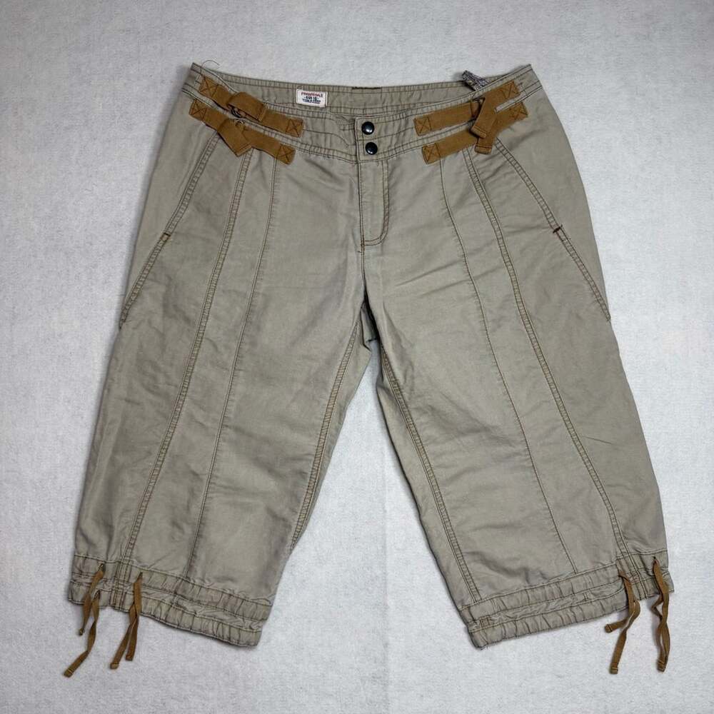 Free People Pants Womens Size 10 Utility Capri Pants Khaki Cargo Y2K Linen Blend